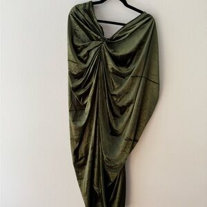 Elegant Olive Green Draped skirt
